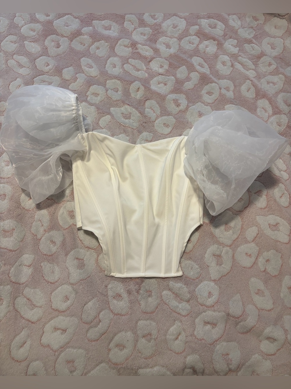 White puffy sleeves Corset Top